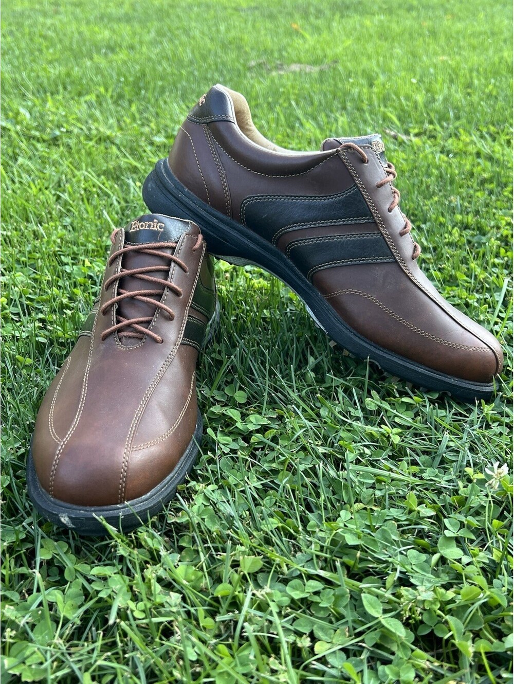 Golf Shoes Etonic ST100-3 Brown Leather Mens Size 10.5 Vintage EUC!